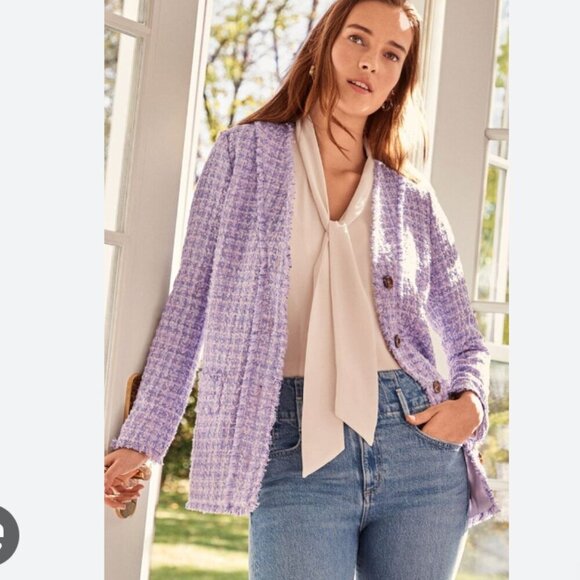 Ann Taylor Fringe Tweed Cardigan Jacket Size 8 EUC - Picture 1 of 5